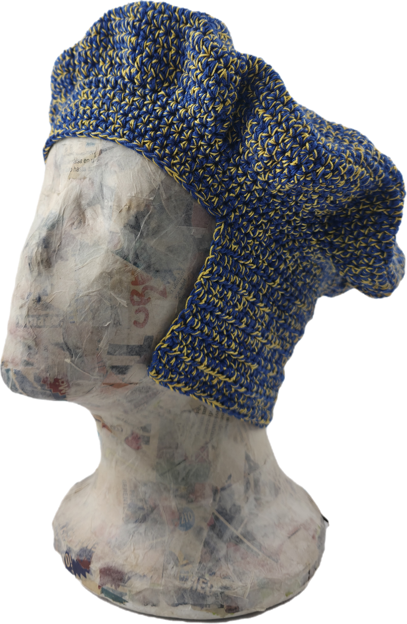 Royal Blue & Yellow Crochet Beret
