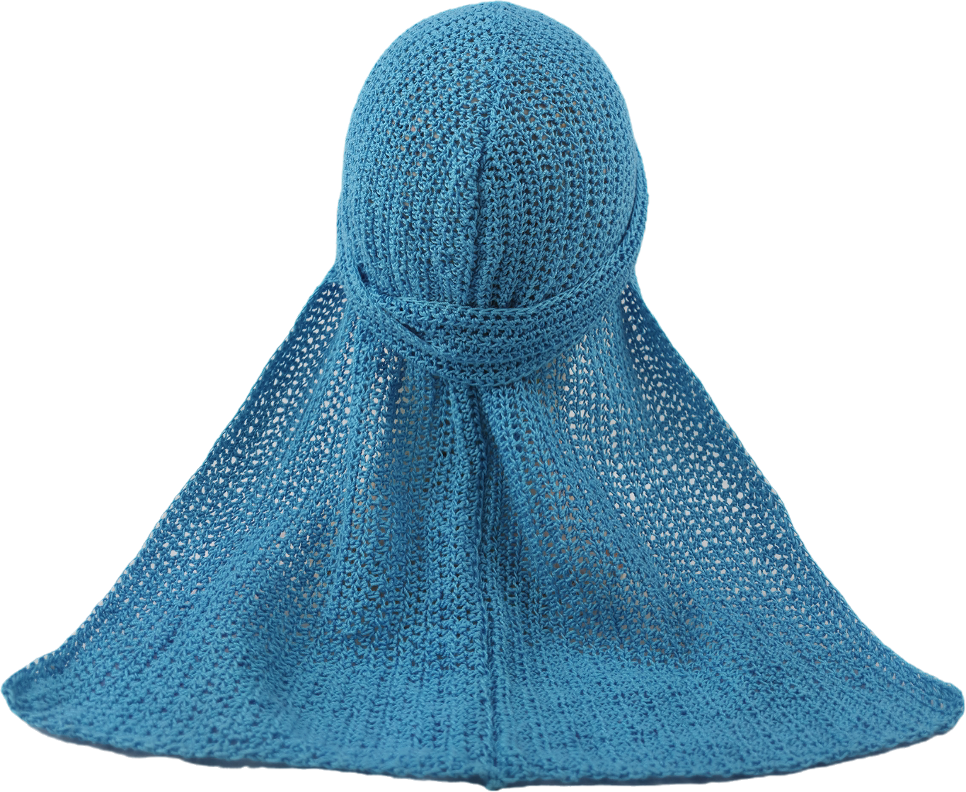 Light Blue Crochet Turban with Trailing Scarf and Sparkle