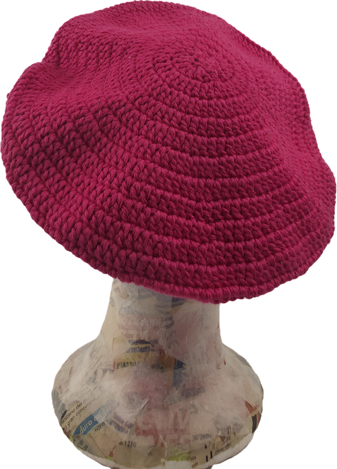 Vibrant Fuchsia Crochet Beret