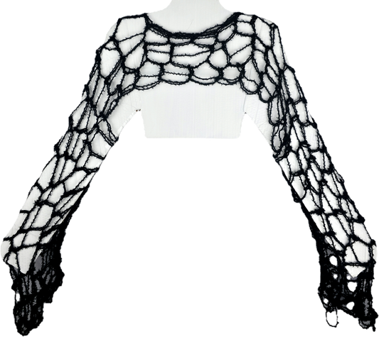 Black Furry Net Sleeves