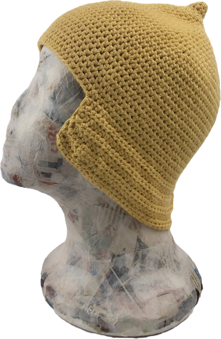 Golden Yellow Crochet Pointed Beanie