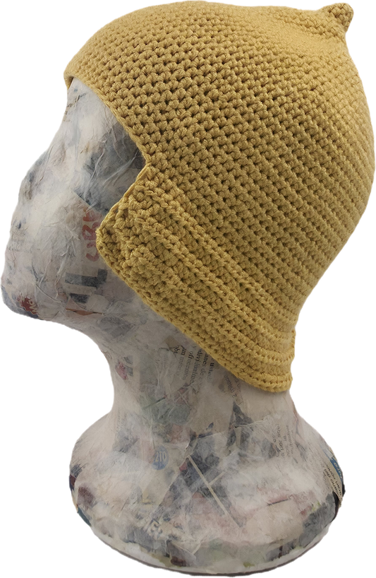 Golden Yellow Crochet Pointed Beanie
