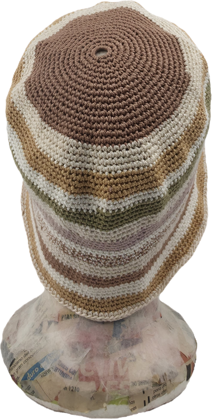 Multi-Stripe Crochet Bucket Hat in Earth Tones