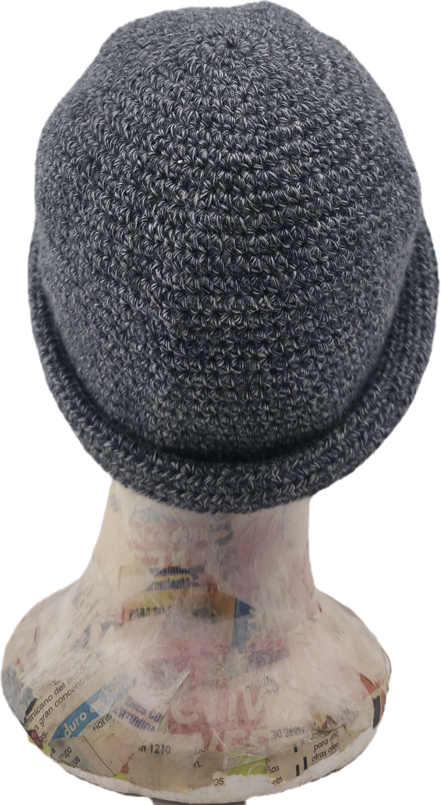 Classic Ribbed Crochet Beanie in Charcoal