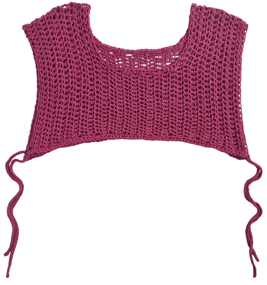 Pink Crochet Tie-Side Crop Top