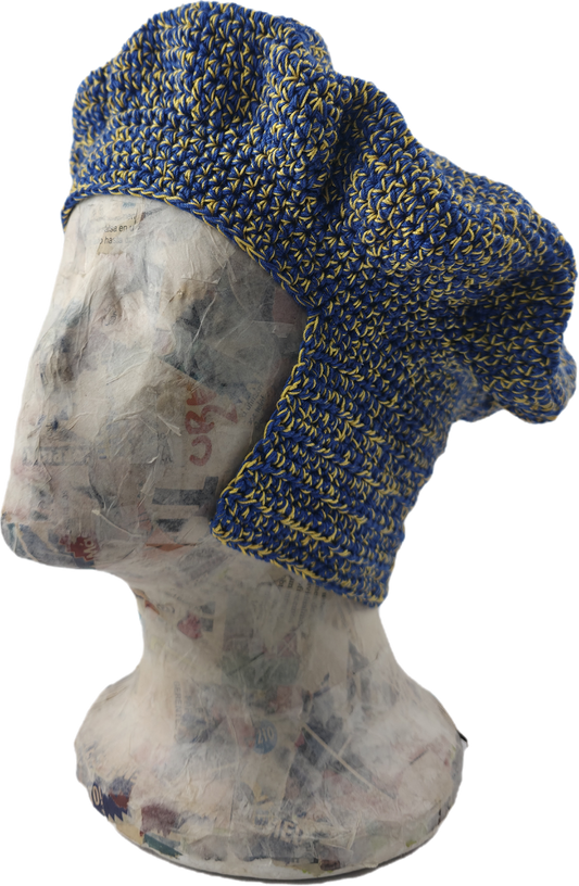 Royal Blue & Yellow Crochet Beret