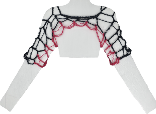 Black and Pink Short Net Sleeves