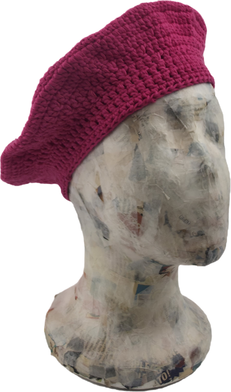 Vibrant Fuchsia Crochet Beret