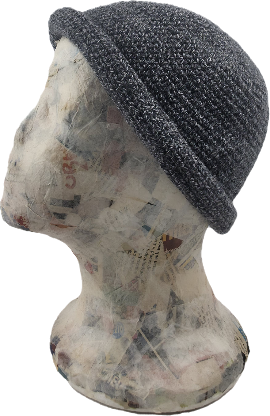 Classic Ribbed Crochet Beanie in Charcoal