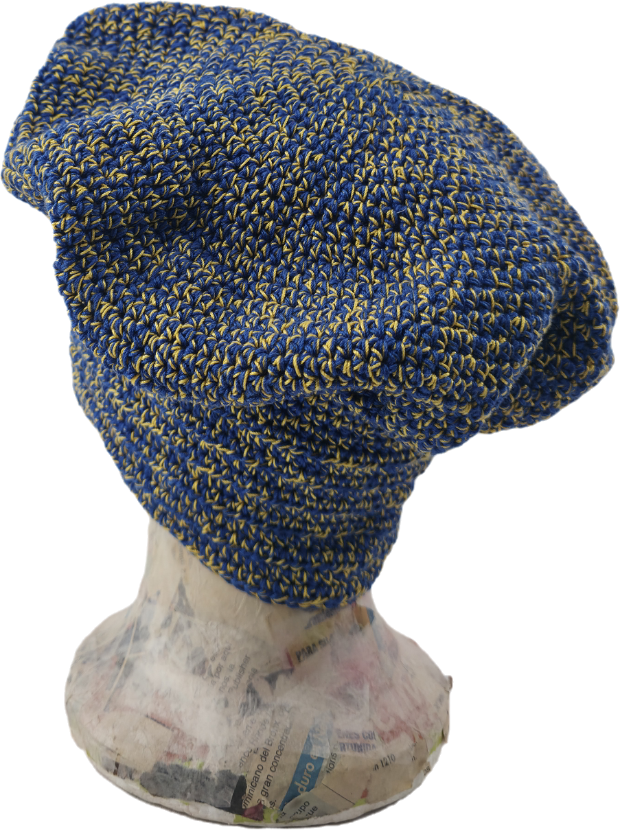 Royal Blue & Yellow Crochet Beret